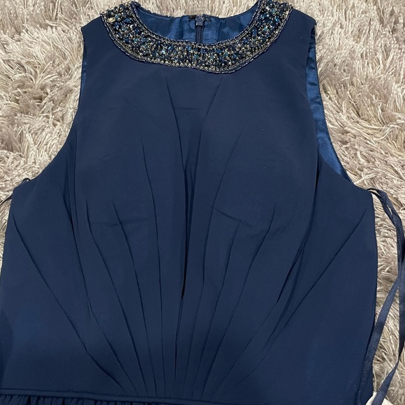 Mac Duggal 55147 Midnight Blue Sleeveless Gown 2 - Picture 7 of 8